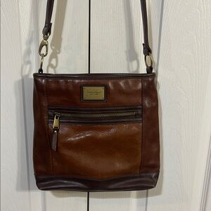 Tignanello Brown Leather Crossbody Bag with Adjustable Strap